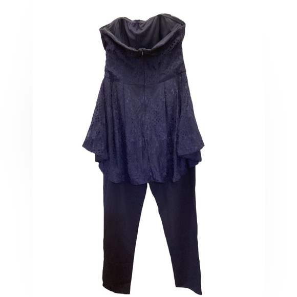 Venus‎ Formal Lace strapless jumpsuit size 8 navy blue like new - Picture 16 of 16
